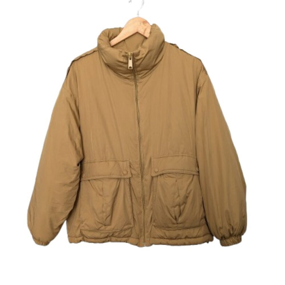 We The Free Duvet Bomber Jacket | Tan Brown Mustard | Oversized